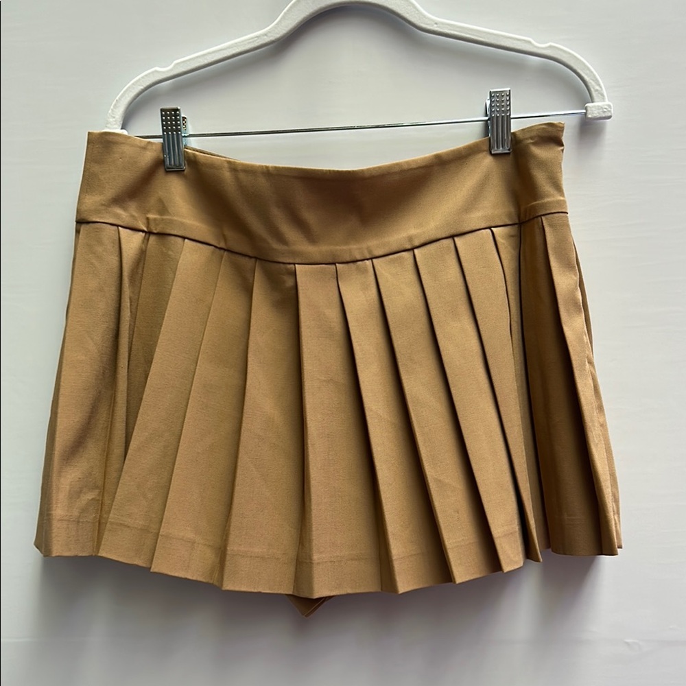 Zara Tan Pleated Mini Skirt